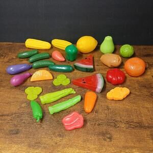 Lot of Pretend Play Kitchen Fruits and Vegetable Toys